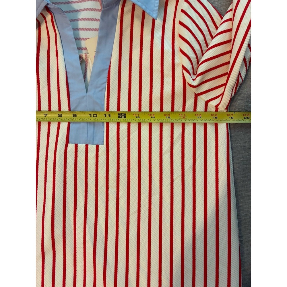 Entro Women's S Striped Block 3/4 Sleeve V-Neck Shift Mini Dress - Picture 11 of 12